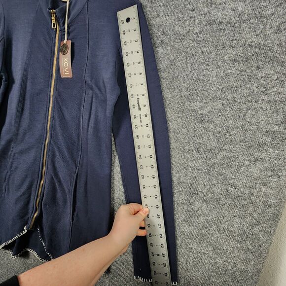 NWT XCVI Blue 13177 Katerin Blanket Hem Long Sleeve Full Zip Jacket SIZE SMALL - Picture 13 of 16